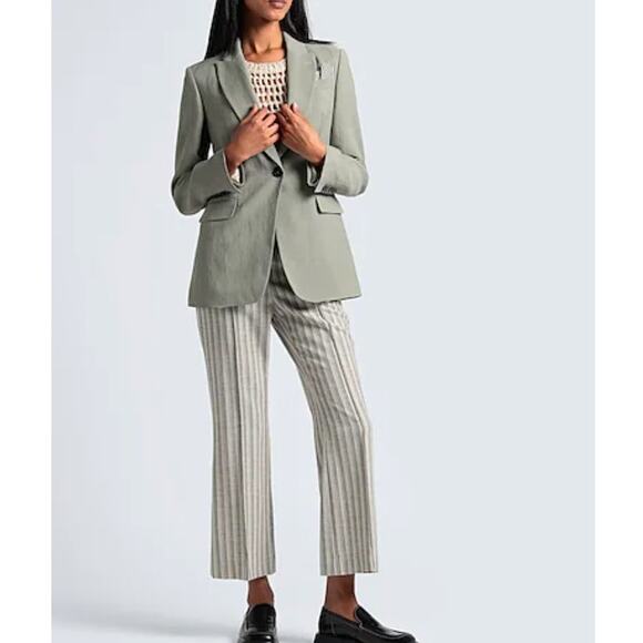 Brunello Cucinelli Linen Blend Single Breasted Blazer Sage Green Size 46 US XL